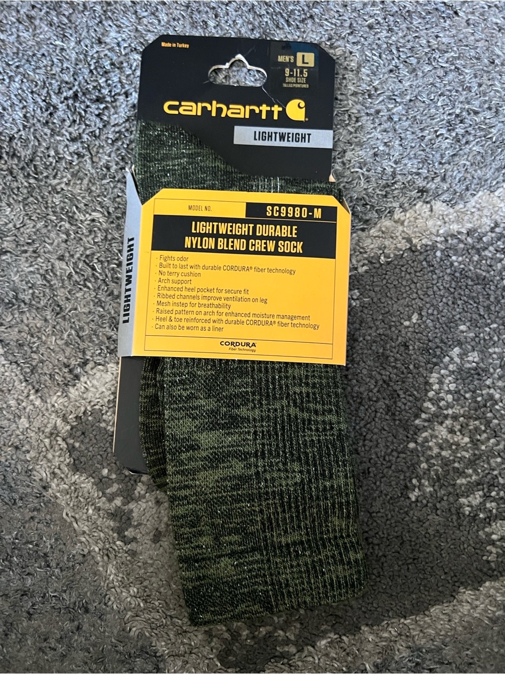 Carhartt SC9980M - Lightweight Durable Nylon-Synthetic Blend Crew Sock